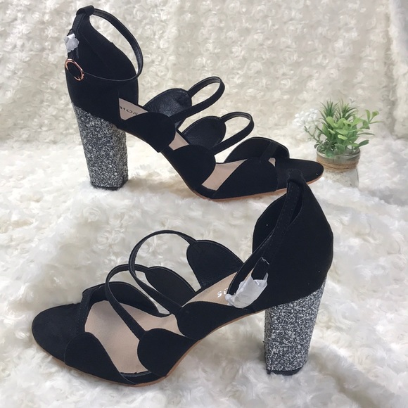 Glamorous Shoes - Glamorous Black Heel Silver Sequence